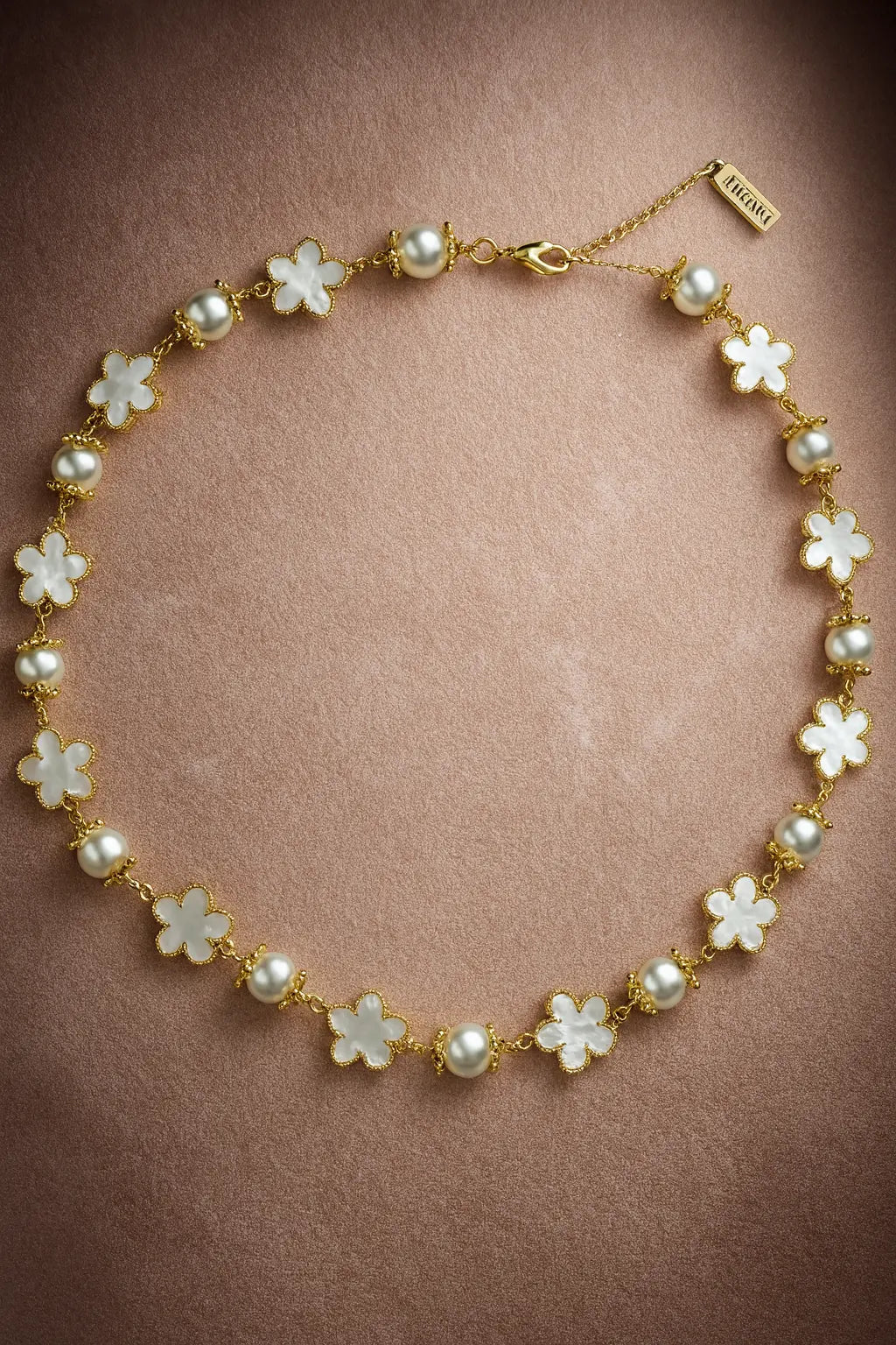 18K Gold-Plated Mother-of-Pearl and Pearl Necklace PHOEBE'S 