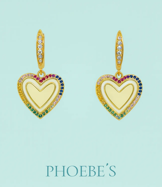 18K Gold-Plated Rainbow Heart Earrings PHOEBE'S 