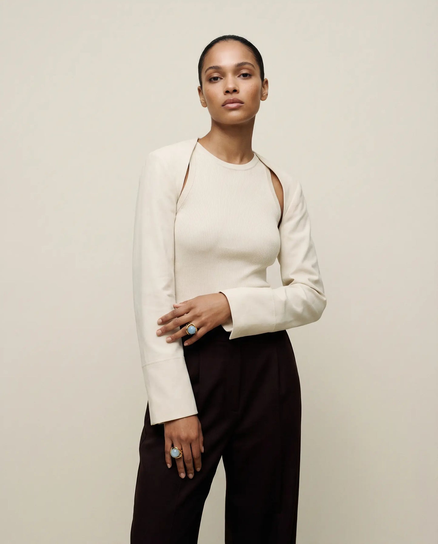 18K Gold Plated Ring with Aquamarine Stone Phoebe`s  