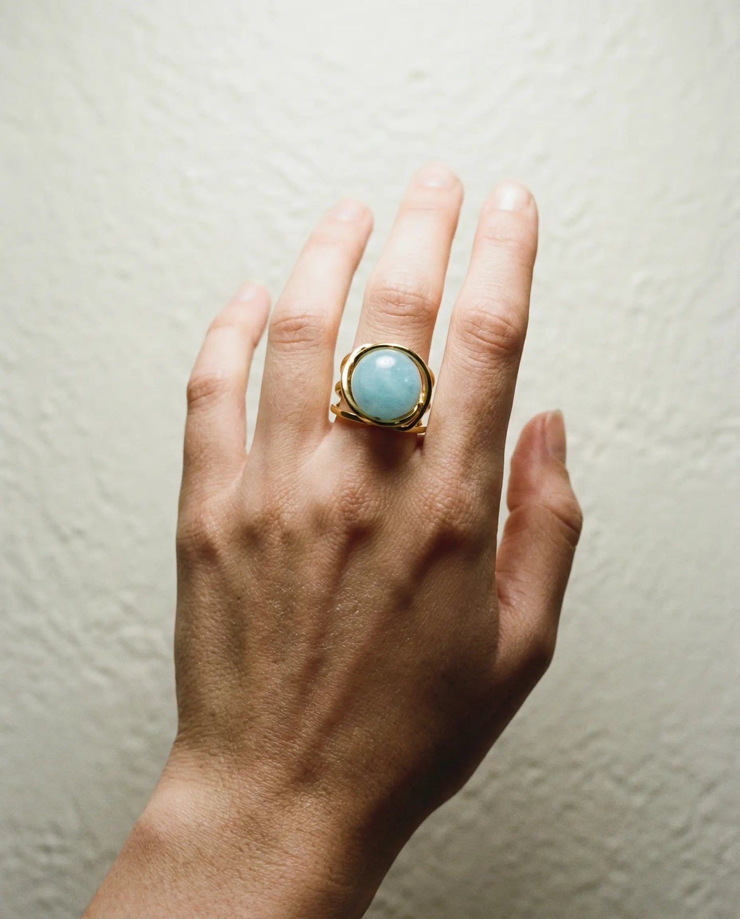 18K Gold Plated Ring with Aquamarine Stone Phoebe`s  