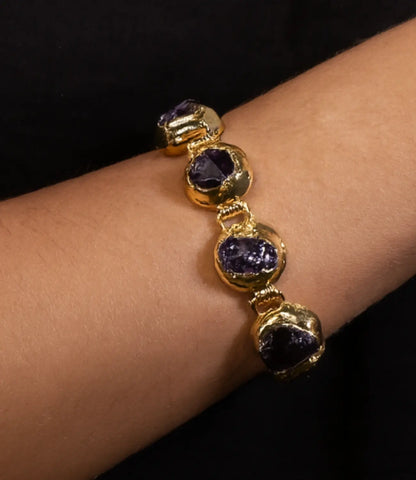 18K Gold-Plated Rough Amethyst Bracelet – Energy and Natural Elegance PHOEBE'S 