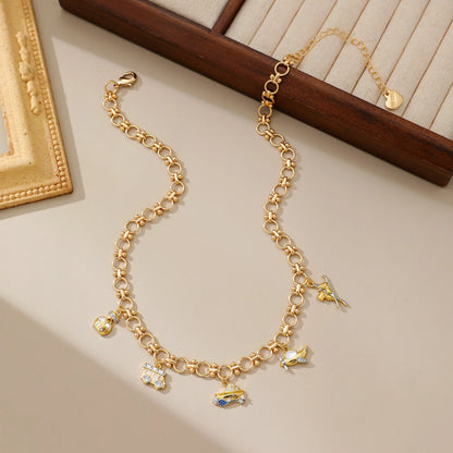 18K Gold Plated Transportation Charms Necklace PHOEBE'S