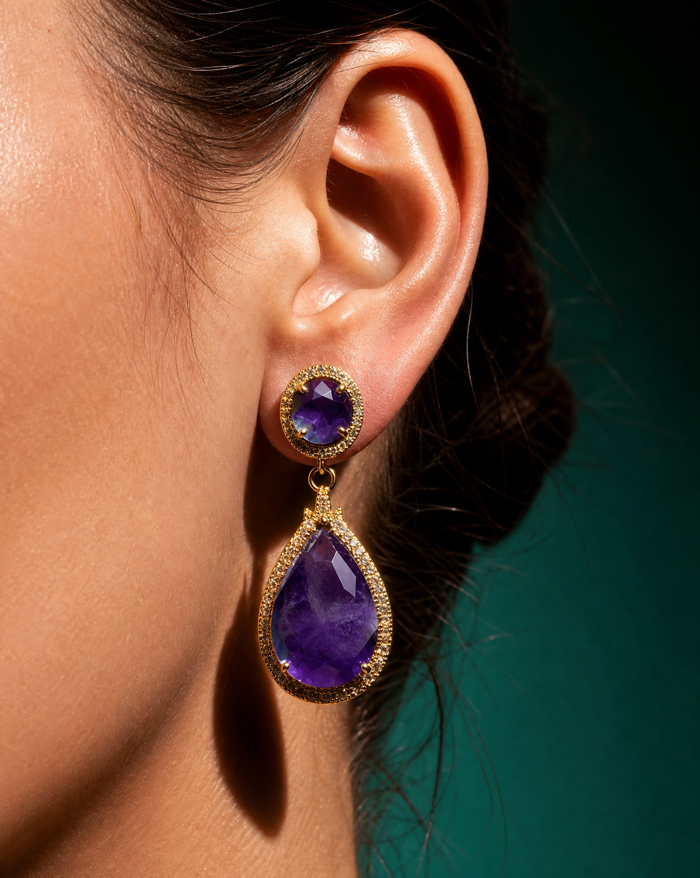 Teardrop Natural Stone Statement Earrings