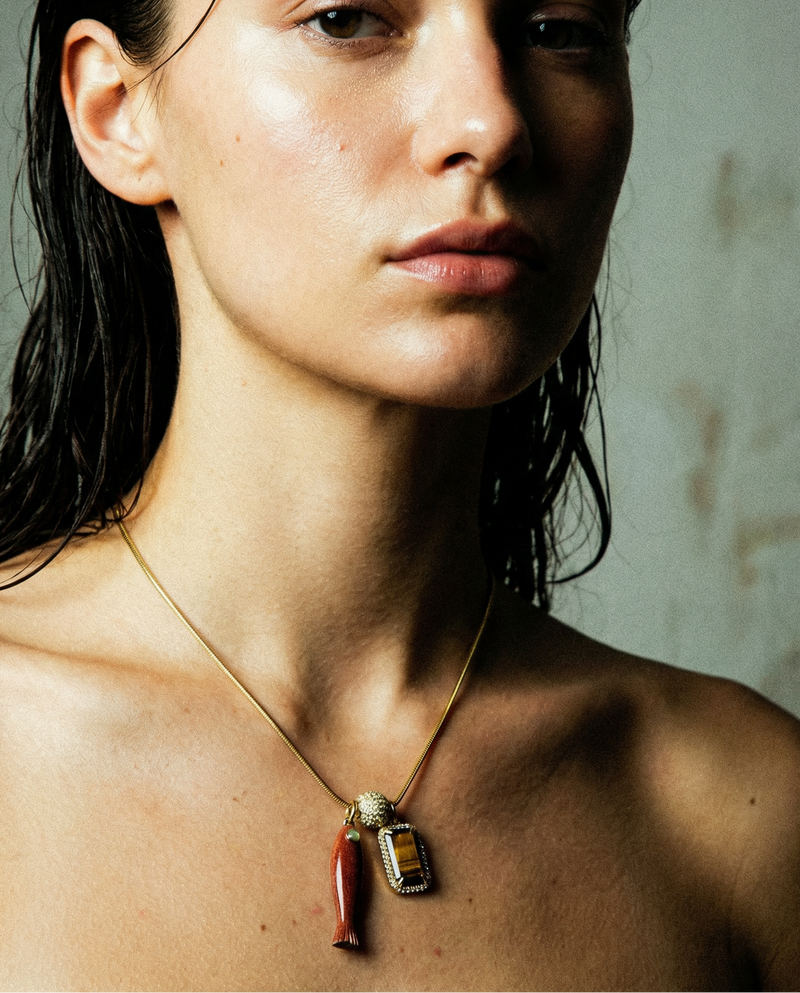 Fish & Gemstone Charm Necklace · Spiritual Talisman