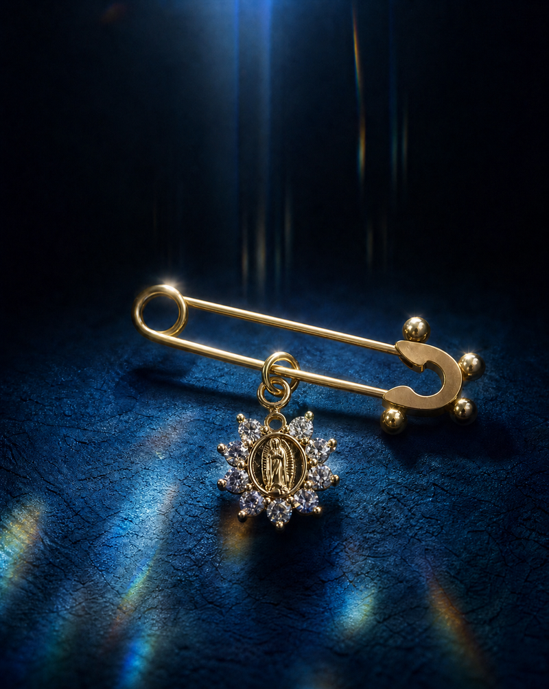 Virgin Mary Pavé Star Pin Brooch | Protection Jewelry
