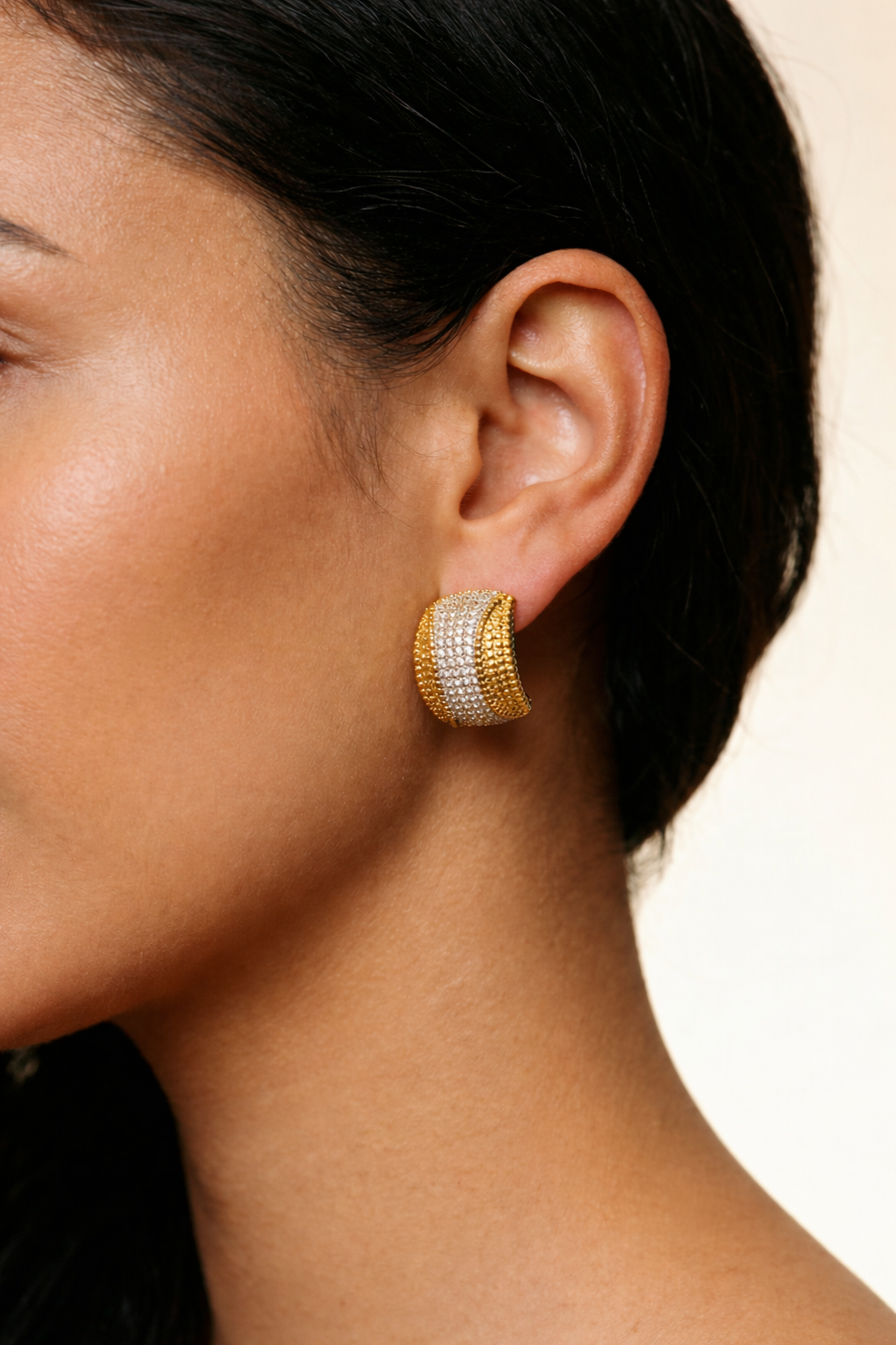 Two-Tone Pavé Hoop Earrings – Bold Statement Earrrings