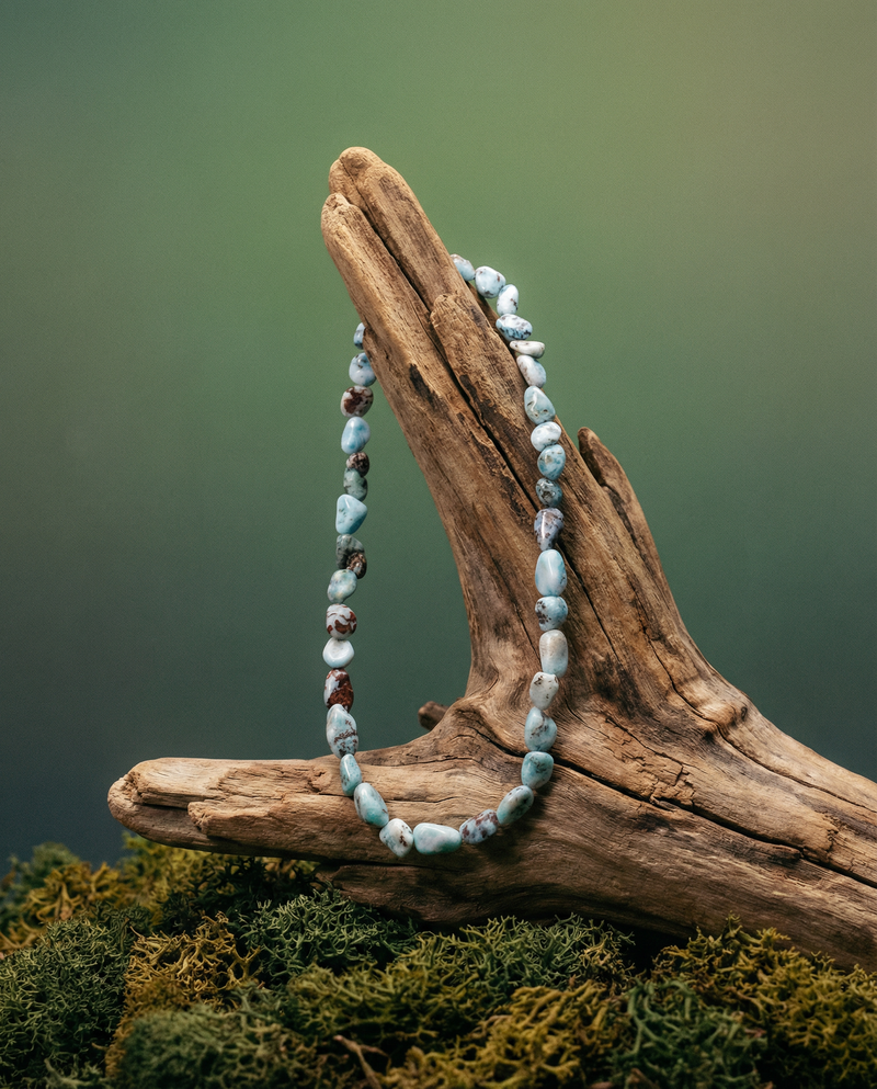 Natural Larimar Adjustable Choker Necklace | Gemstone Jewelry