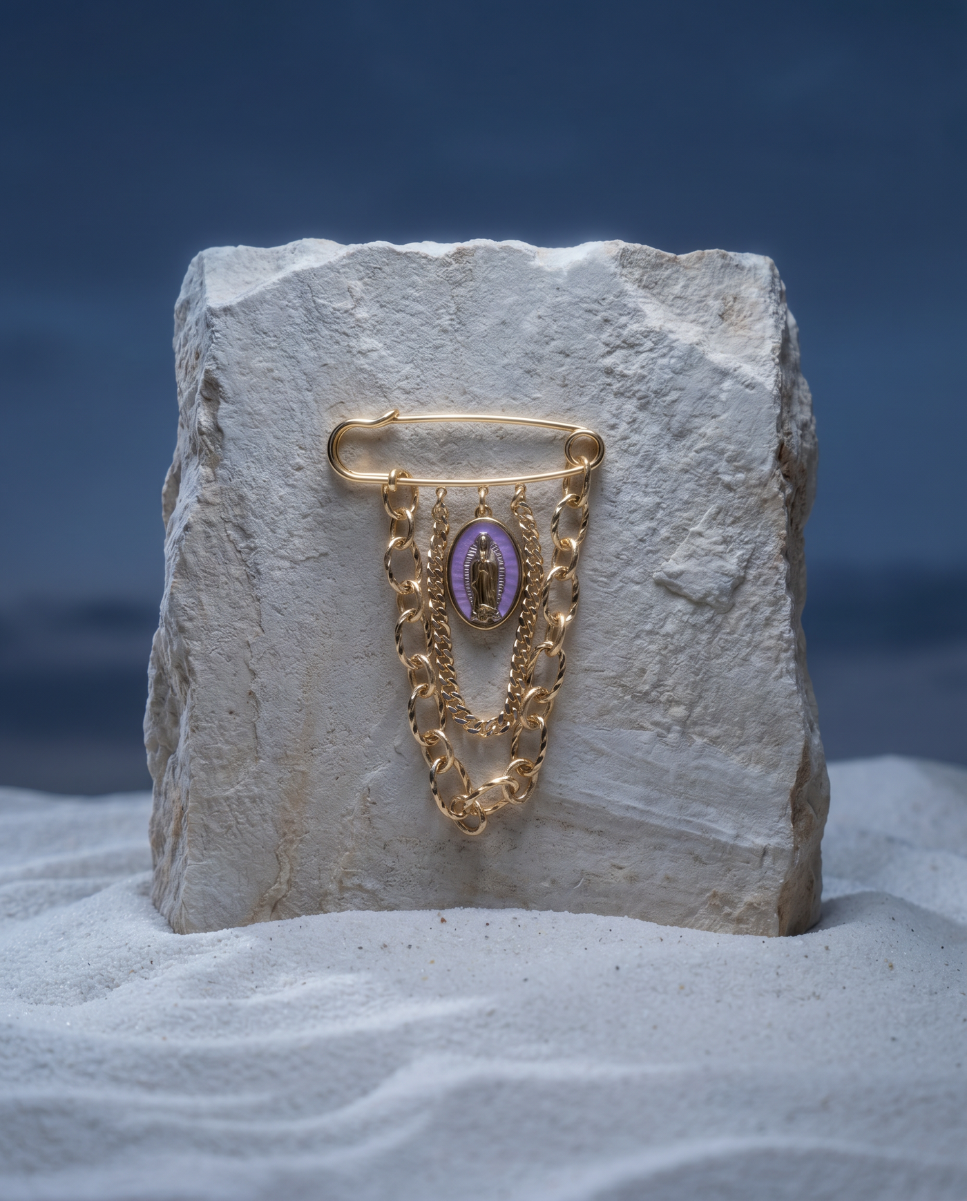 Our Lady of Guadalupe Chain Brooch Pin