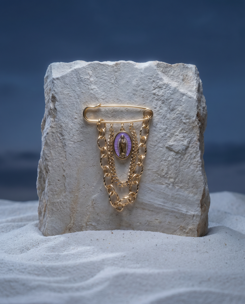 Our Lady of Guadalupe Chain Brooch Pin