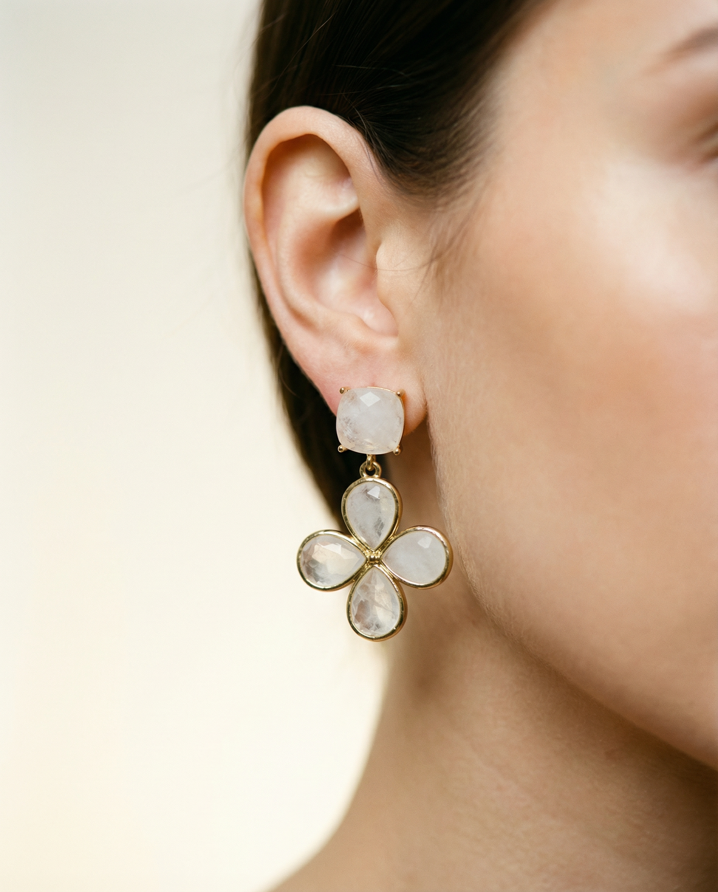 Moonstone Flower Drop Earrings