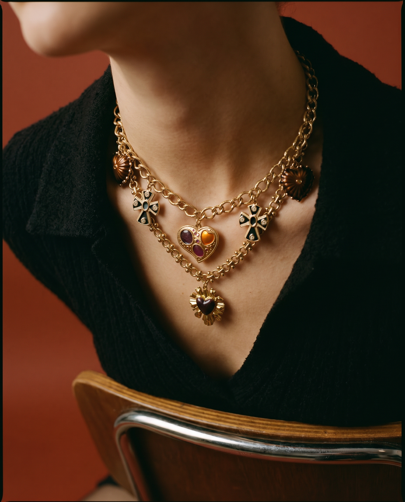 Vintage Cross & Heart Charm Necklace | Spiritual Jewelry