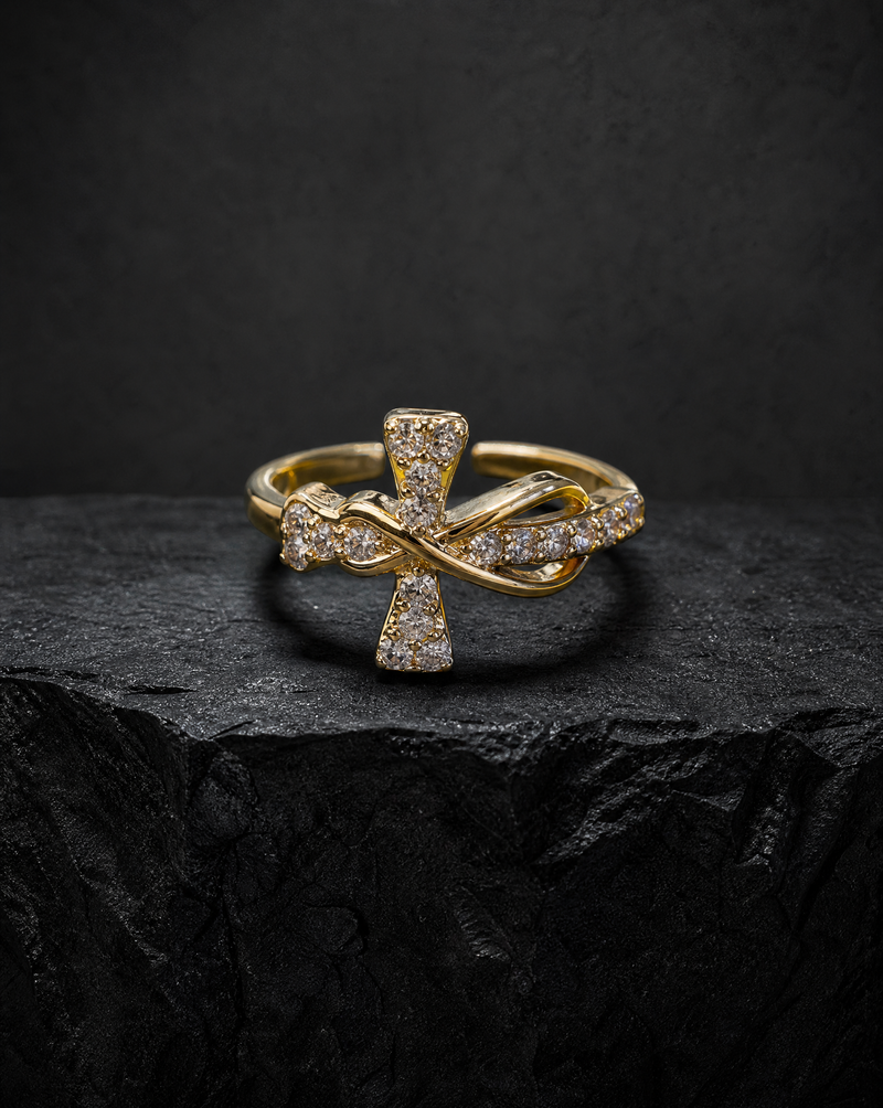 CZ Cross Statement Ring | Open Adjustable