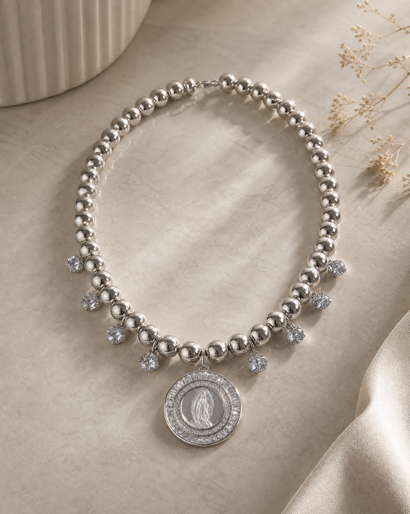 Miraculous Virgin Mother of Pearl Necklace