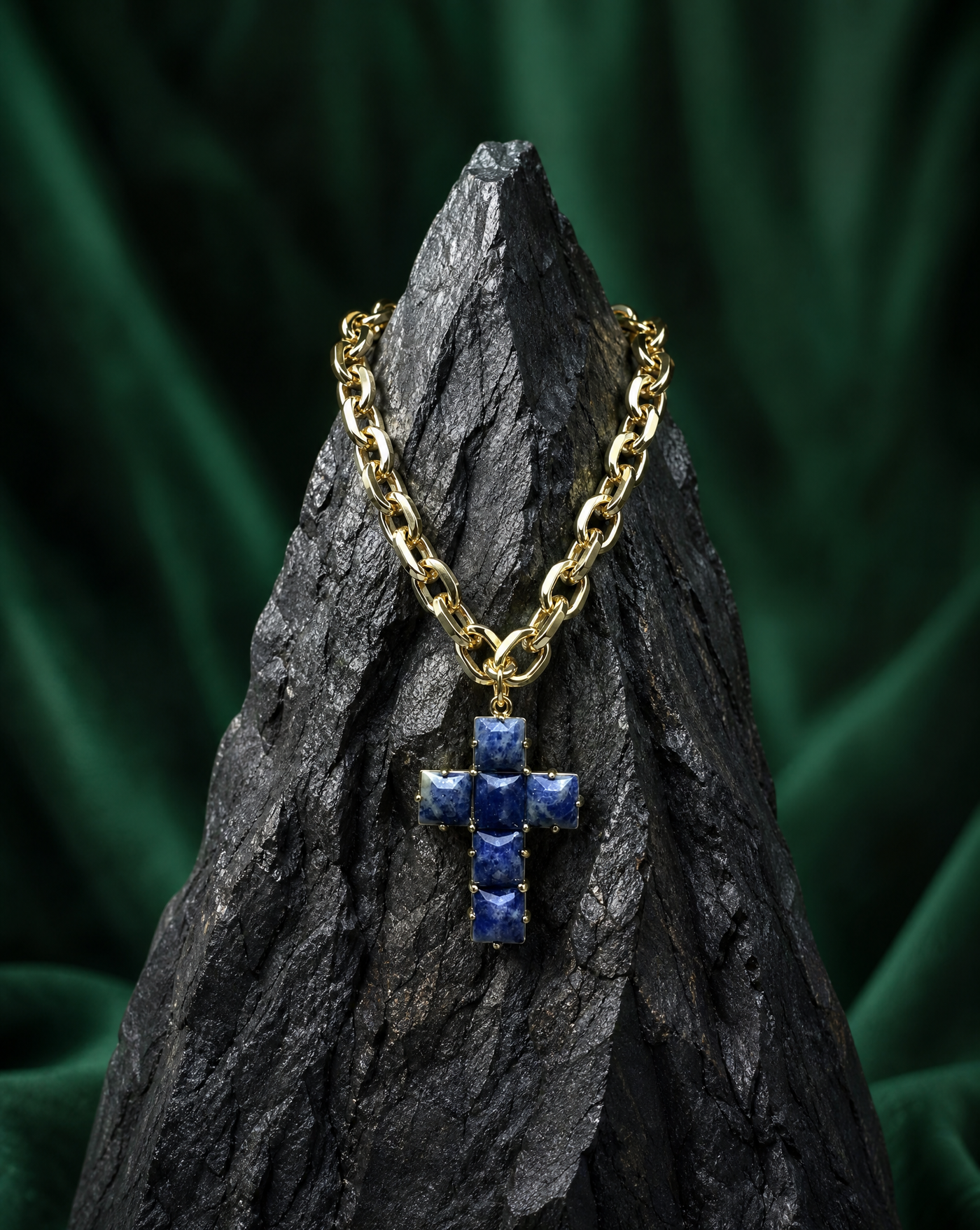 Natural Stone Cross Necklace | Catholic Statement Handmade