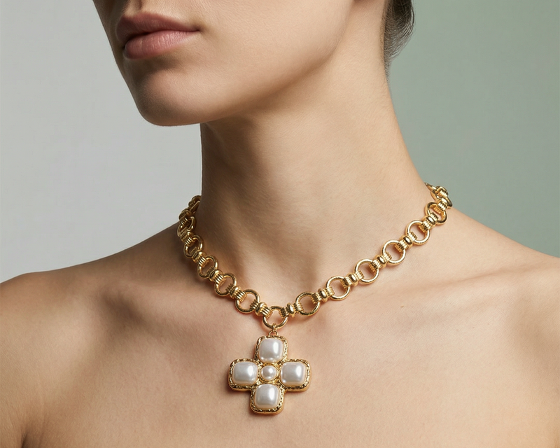 The Pearl Cross Necklace