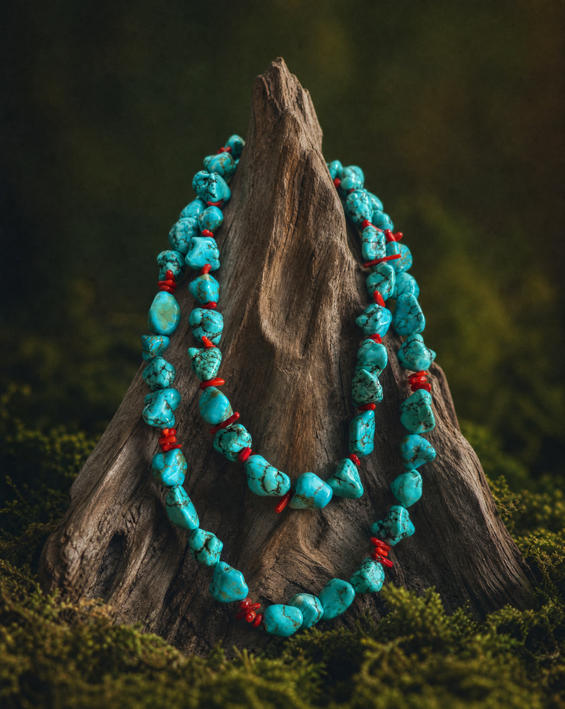 Turquoise & Coral Heirloom Necklace