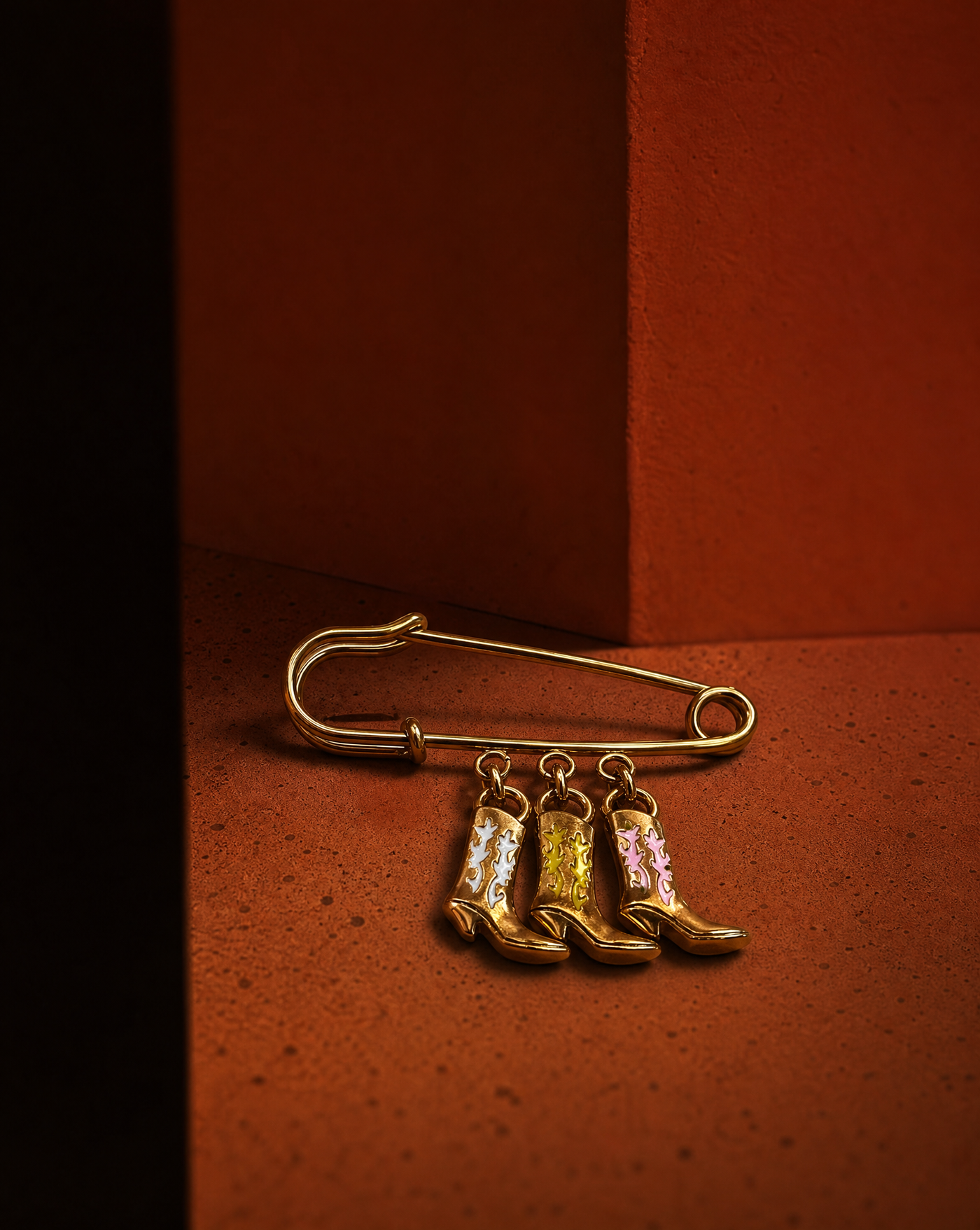 Cowboy Boot Charm Pin Brooch