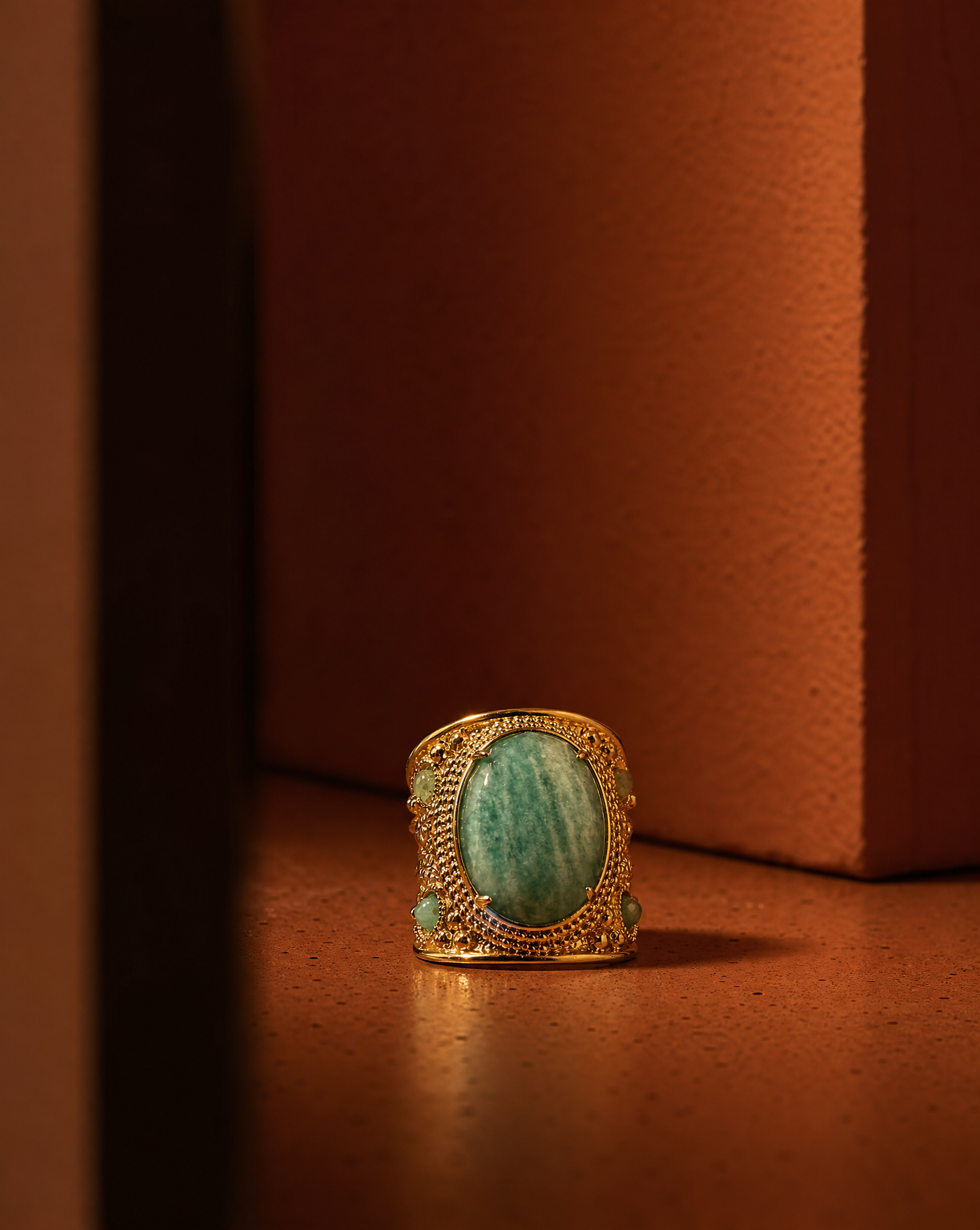 Amazonite Chunky Statement Ring | Green Gemstone Ring