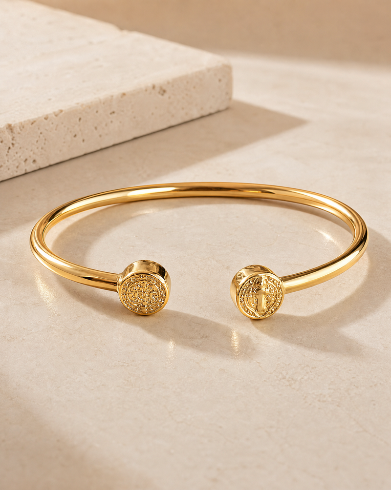 Saint Benedict Cross Necklace & Cuff Set | Faith Jewelry