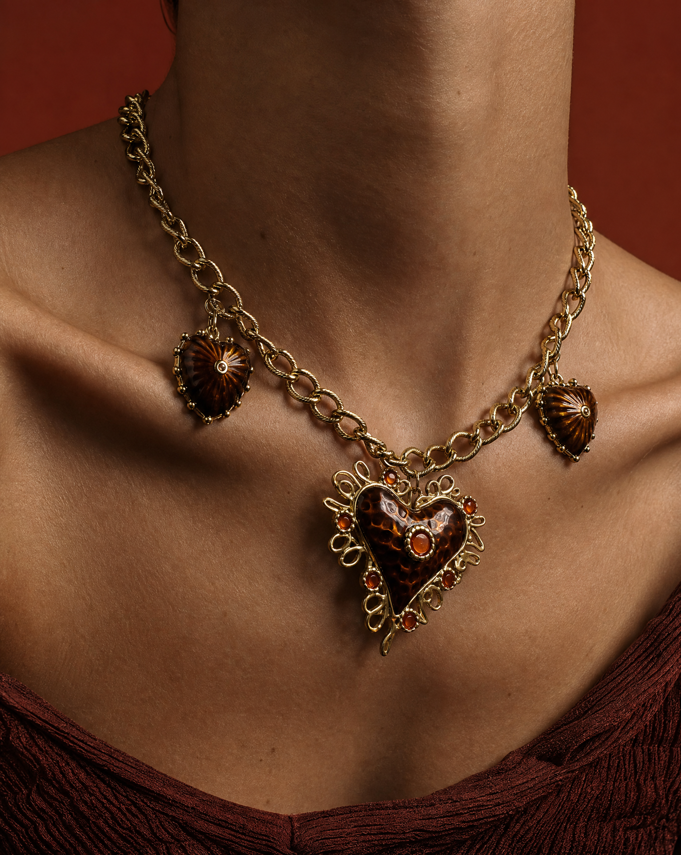 Vintage Heart Chain Necklace | Charms Necklace
