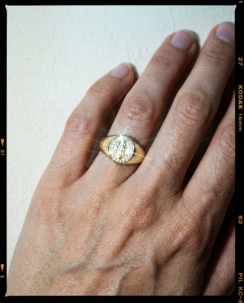 Miraculous Medal Pavé Ring