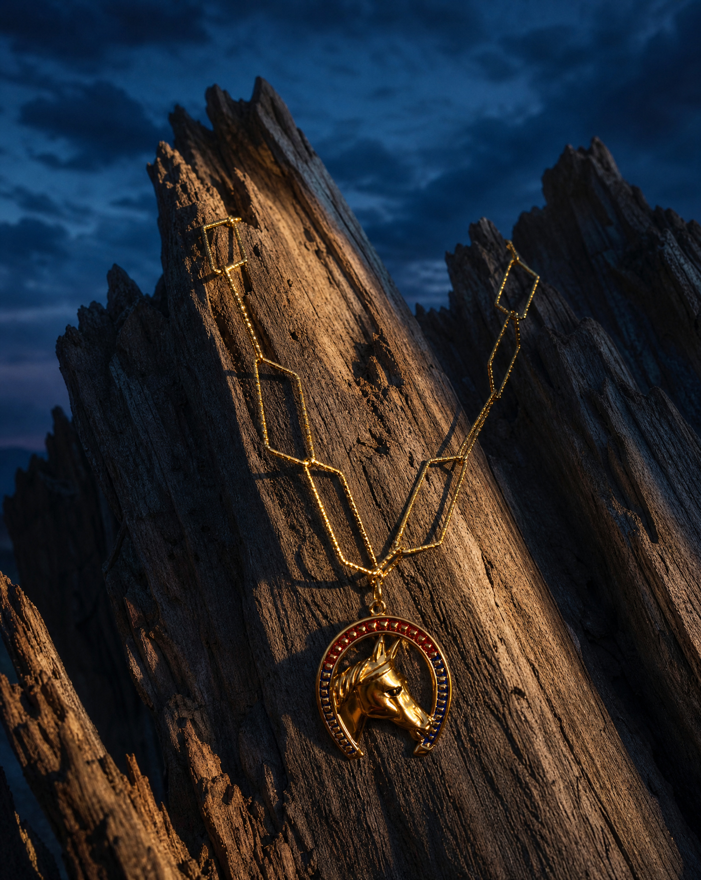 Western Horse Horseshoe Pendant Chain Necklace