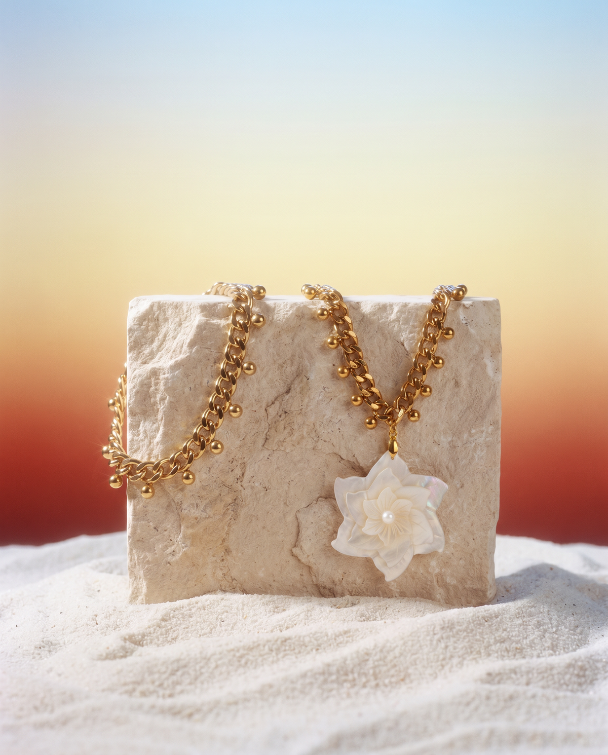 Shell Flower Choker & Bracelet Set | Beach Jewelry
