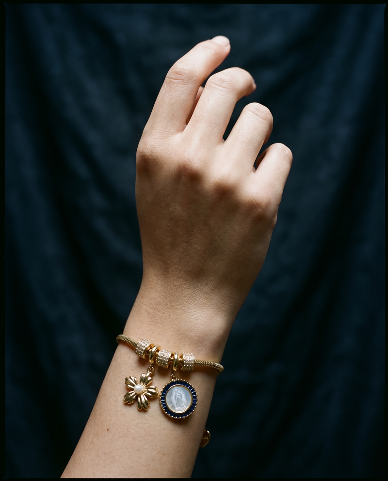 Catholic Charm Bracelet · Shell Medallion