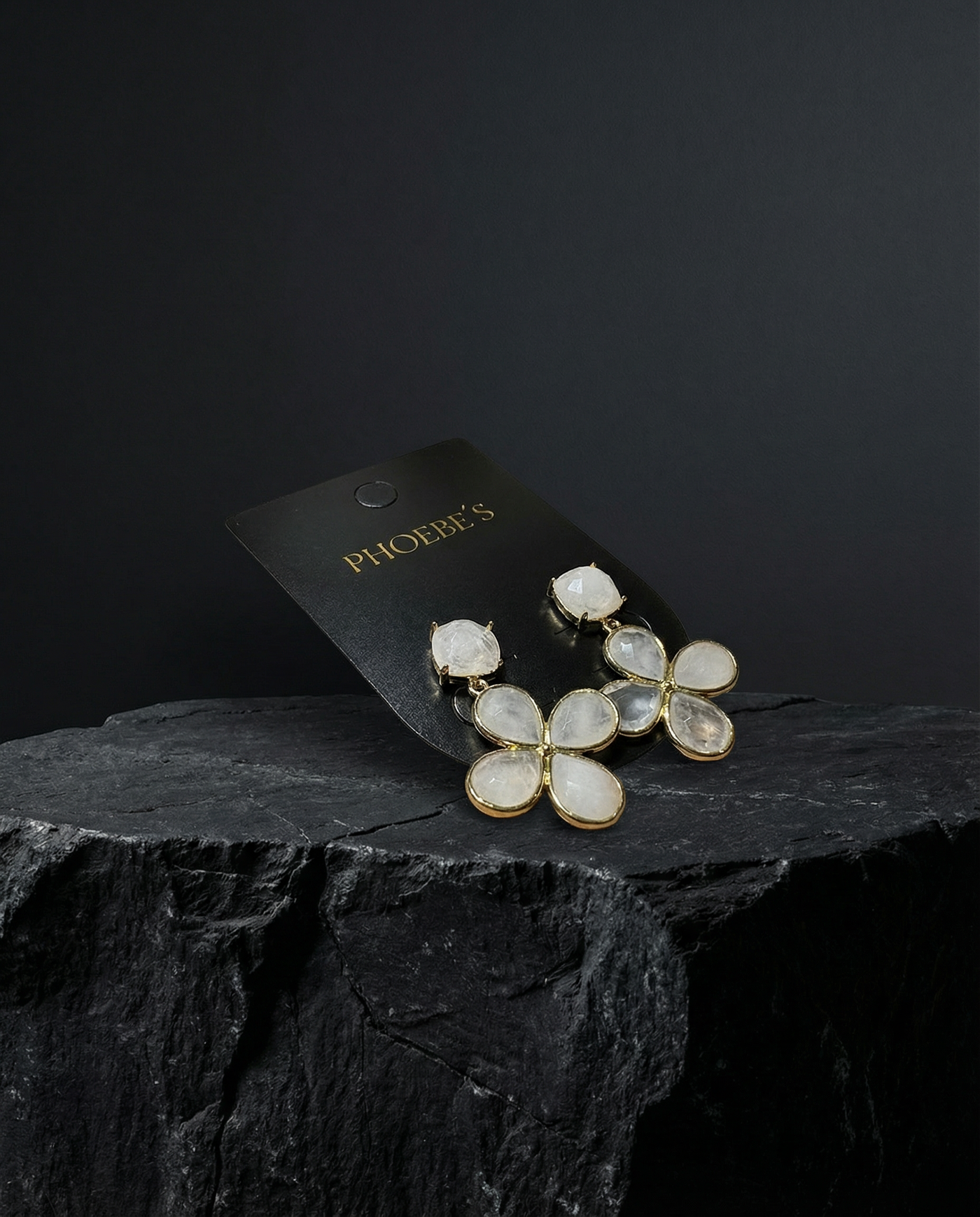 Moonstone Flower Drop Earrings