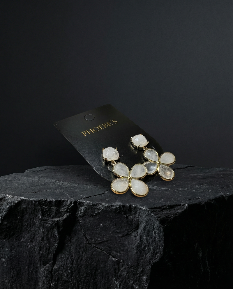 Moonstone Flower Drop Earrings
