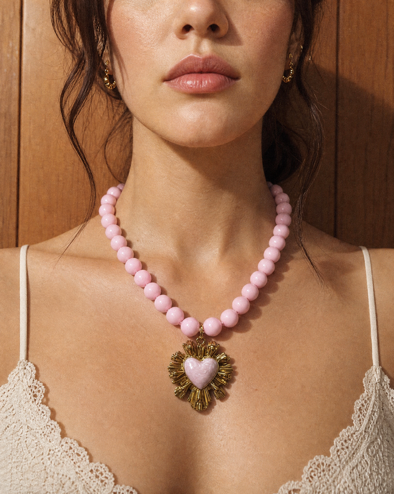 Sacred Heart Sunburst Beaded Choker