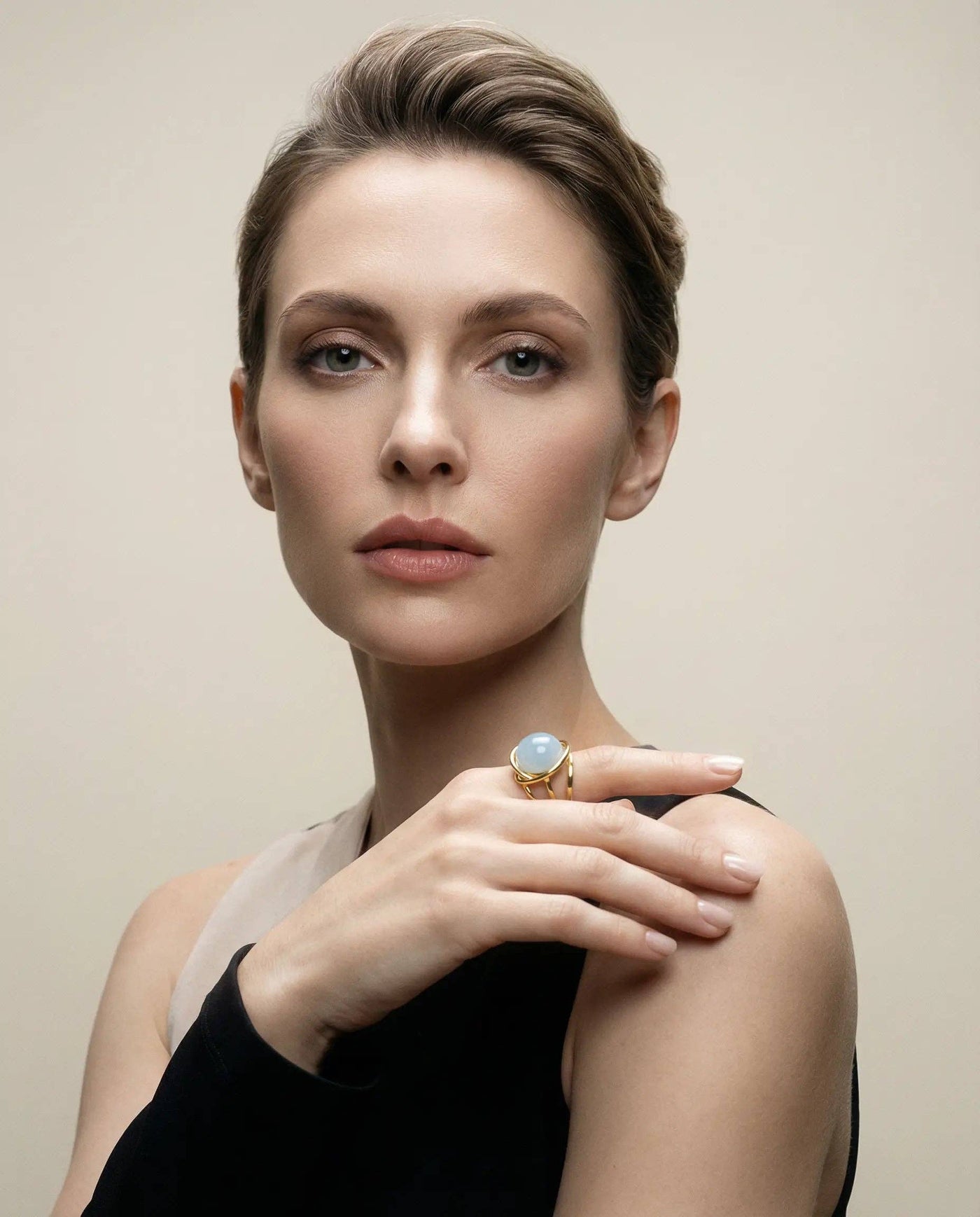 Aquamarine Spinning Ball Ring | Gemstone Ring