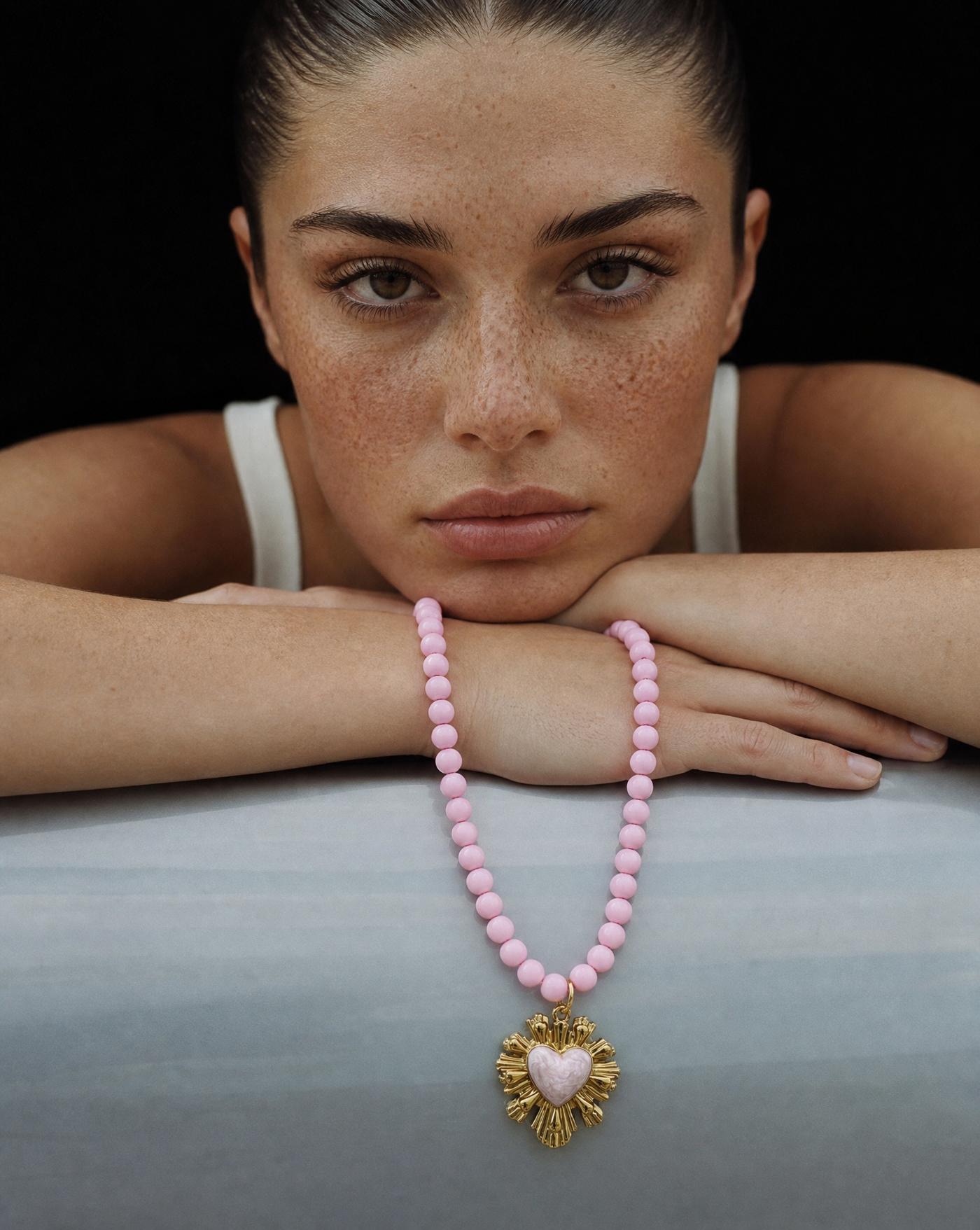Sacred Heart Sunburst Beaded Choker