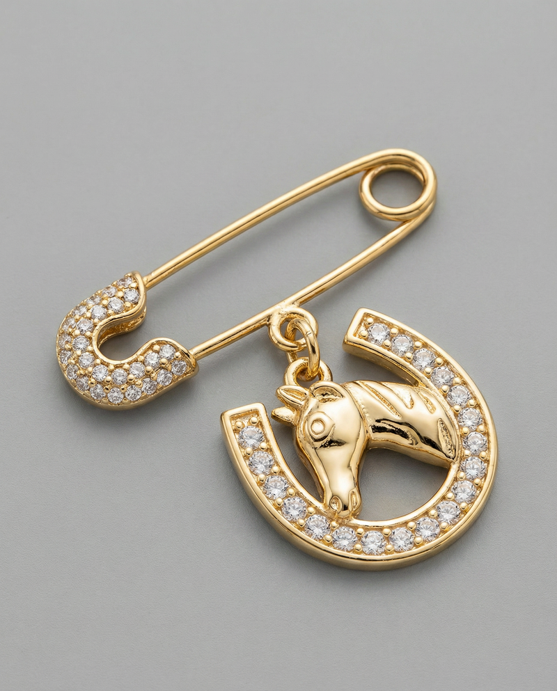 Equestrian Brooch with Horseshoe