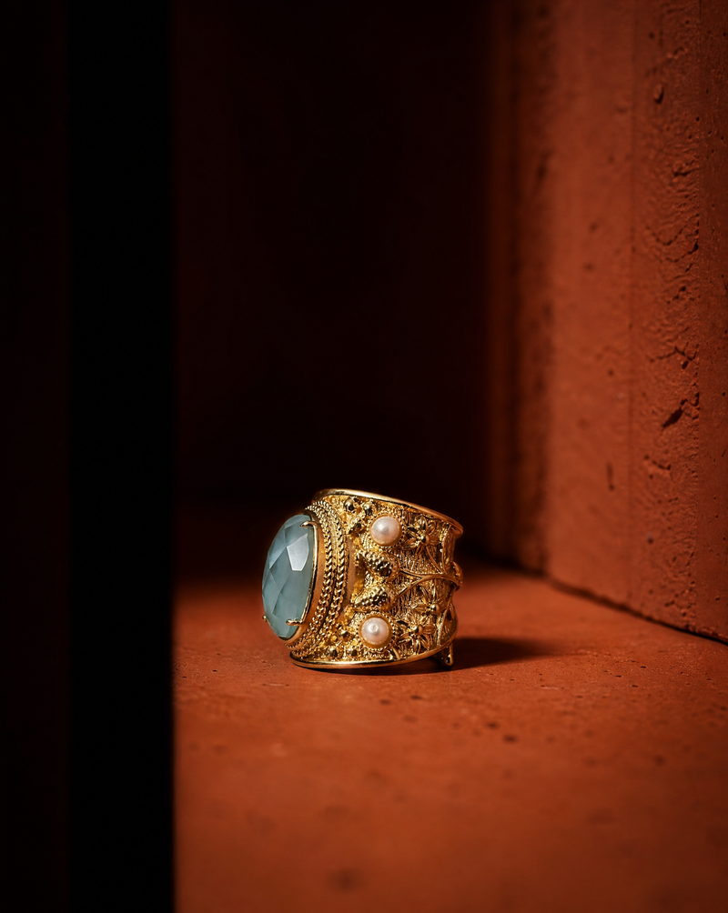 Shell Chunky Statement Ring | Bold Gemstone Ring