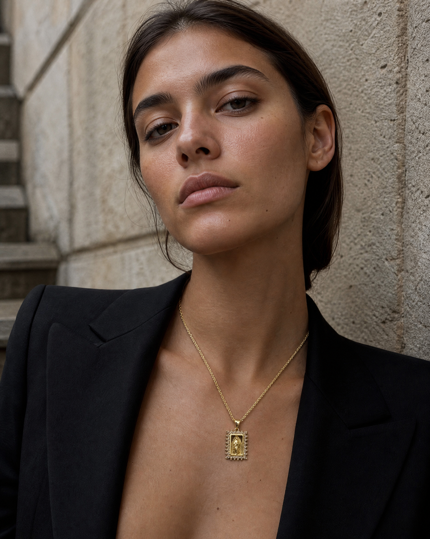 Our Lady Medal Pendant Necklace