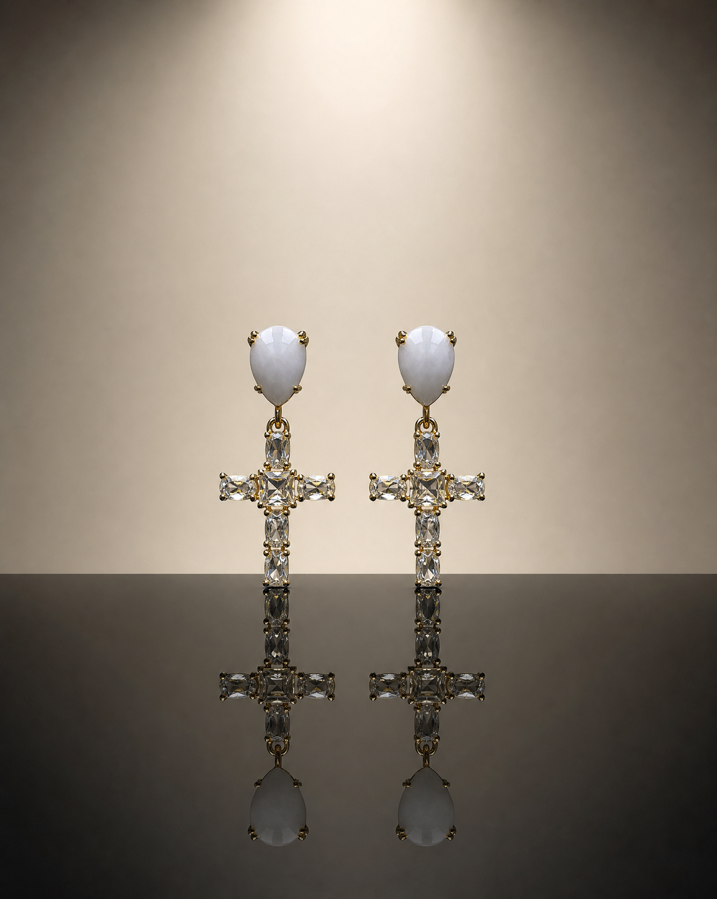 Gemstone Earrings — Quartz and Cubic Zirconia
