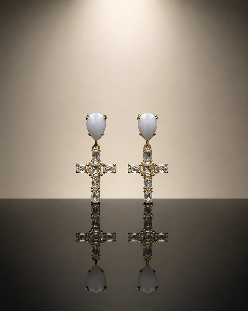 Gemstone Earrings — Quartz and Cubic Zirconia