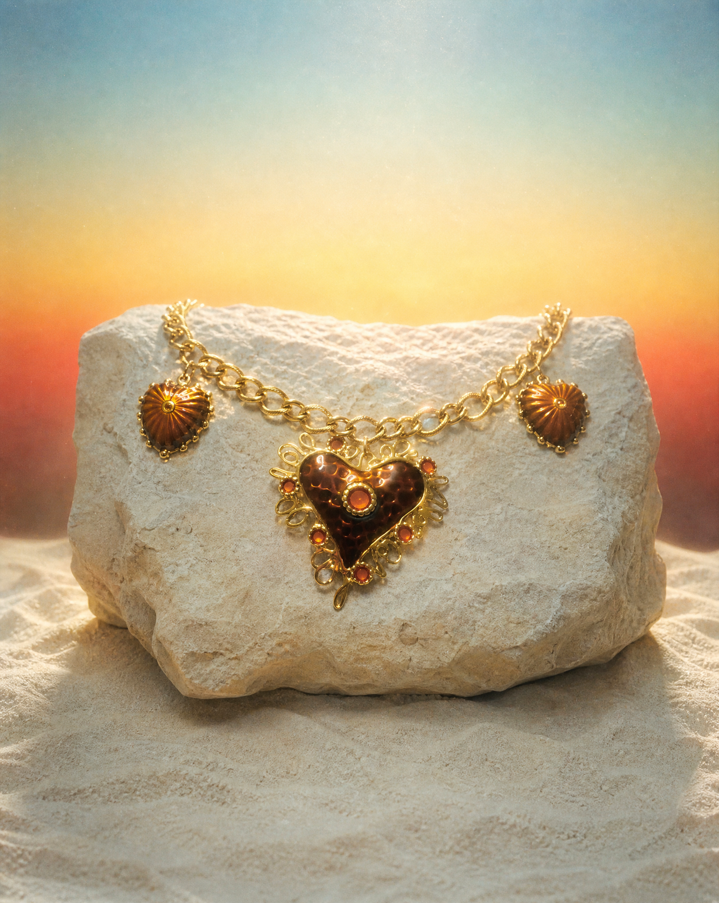 Vintage Heart Chain Necklace | Charms Necklace