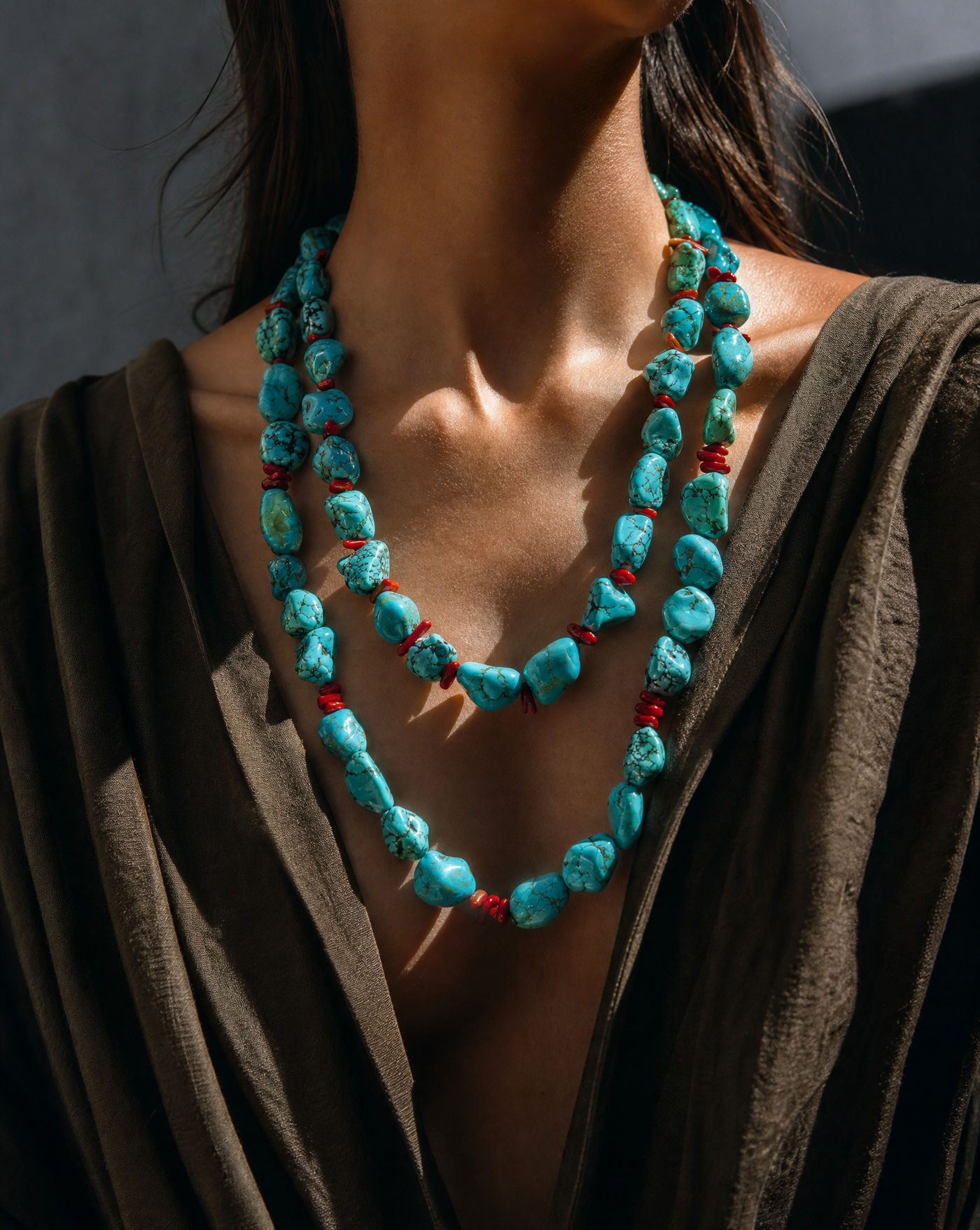 Turquoise & Coral Heirloom Necklace