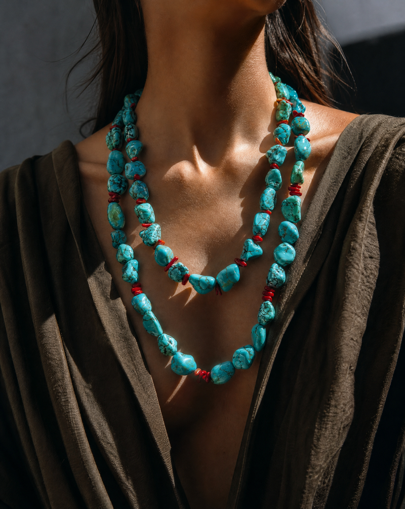 Turquoise & Coral Heirloom Necklace