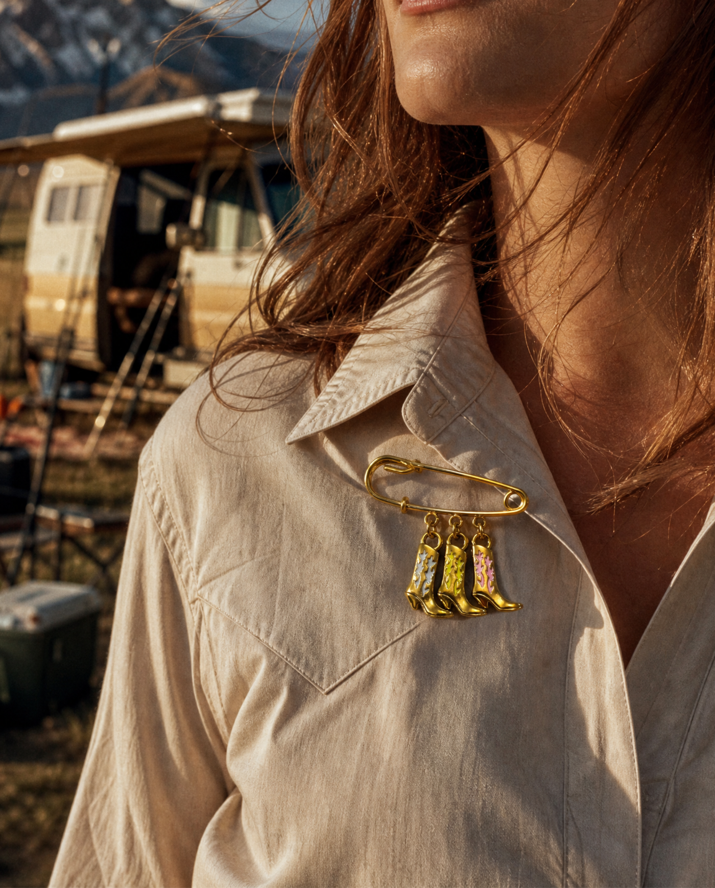 Cowboy Boot Charm Pin Brooch