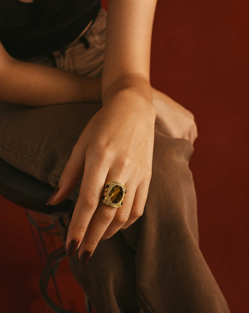 Tiger Eye Chunky Statement Ring | Maximalist Gemstone Jewelry