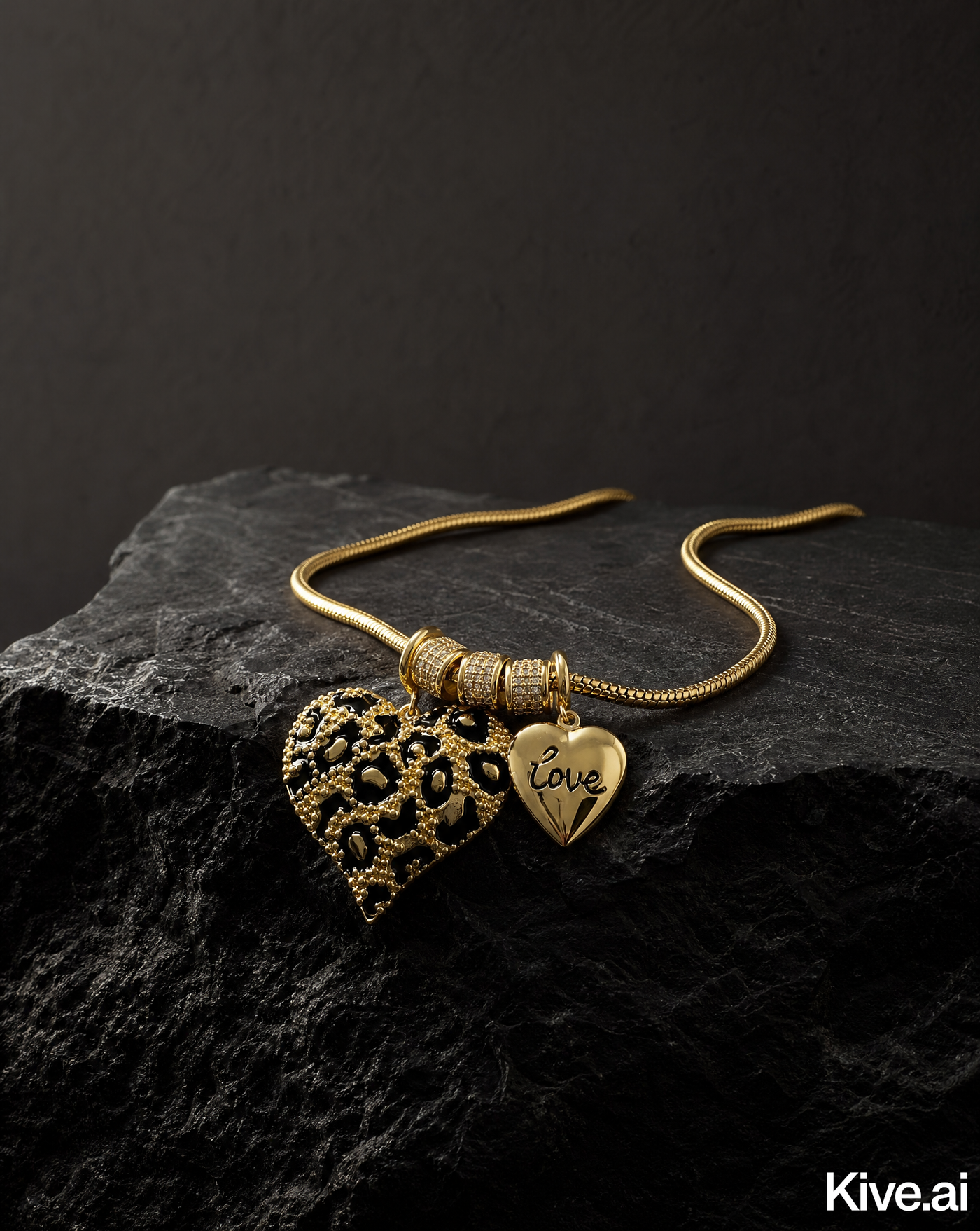 Leopard Heart & Love Charm Necklace · Customizable