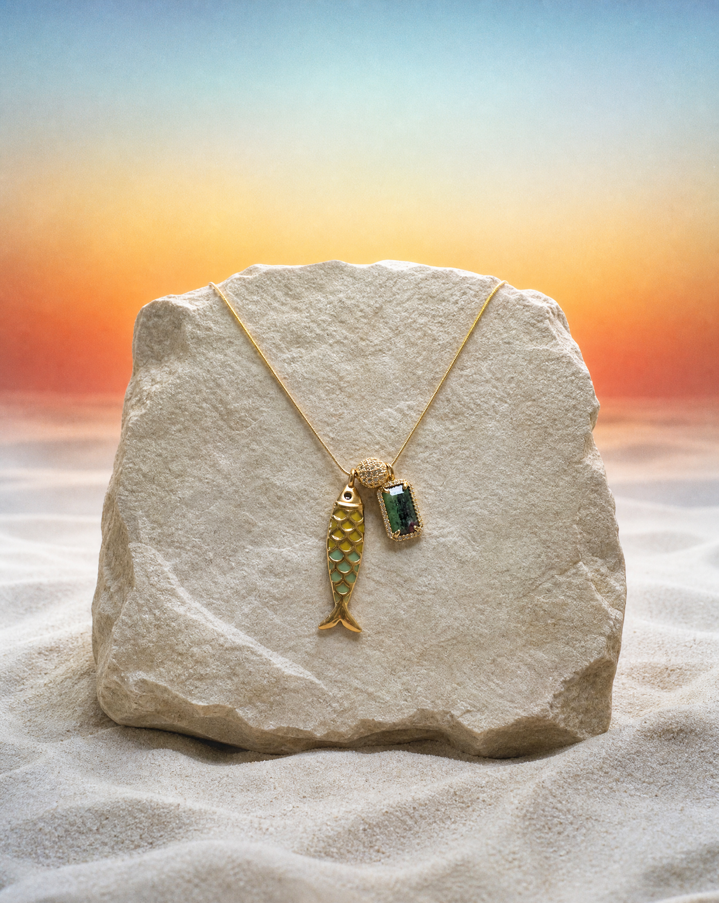 Goldfish Necklace, Natural Stone | Handmade Summer Collection