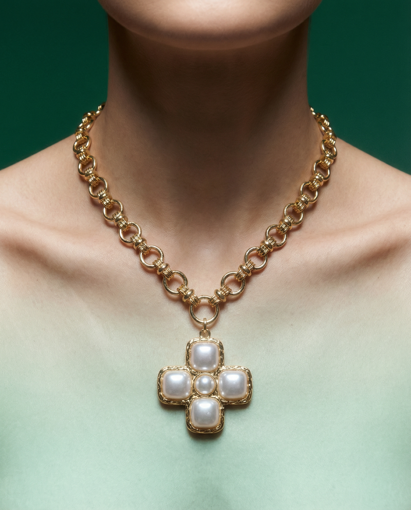 The Pearl Cross Necklace