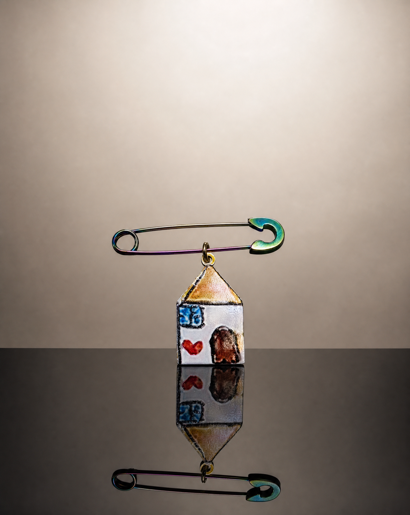 Hand Painted House Pin Brooch | Enamel Home Charm Handmade
