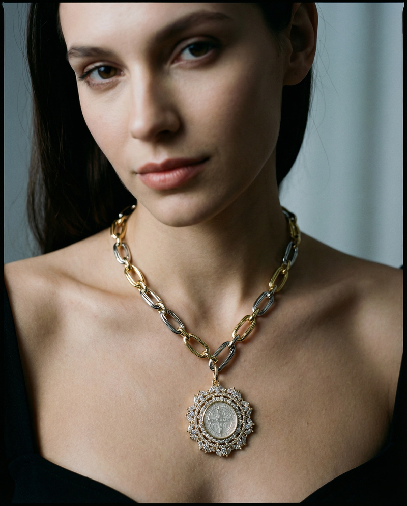 Aurea Mother-of-Pearl Medallion Necklace
