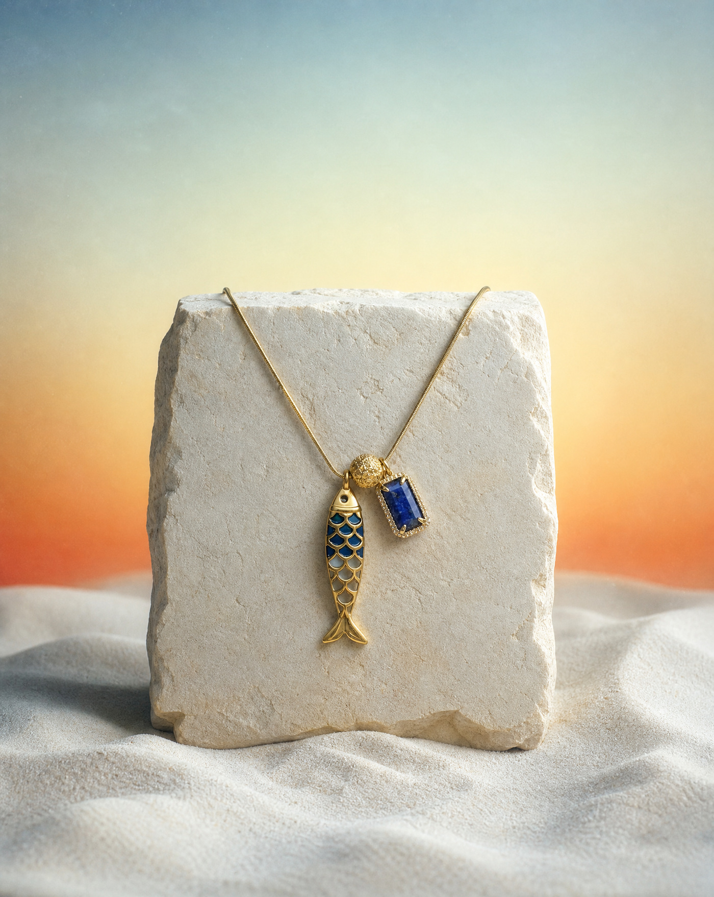 Goldfish Necklace, Natural Stone | Handmade Summer Collection