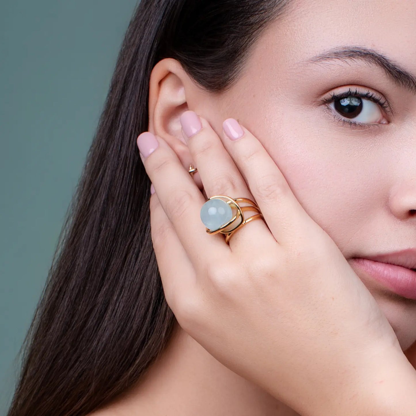 Adjustable Rotating Ring with Natural Stones PHOEBE'S 